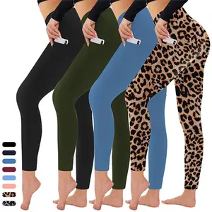 Ultra Sculpt Women's High-Waisted Leggings with Tummy Control & 2 Sides Pocket – Comfortable Stretch Fit, Ideal for Casual & Athleisure Wear, Leopard Print Yoga Legging, Pants for Training and Running