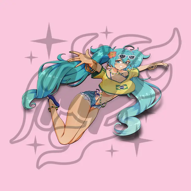 Brazilian Miku Hatsune Vocaloid Cute Anime Vinyl Car Sticker - UV & Water Resistant for Cars, Laptops