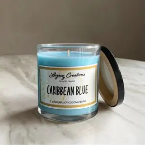 Caribbean Blue Scented Candle, Basic Wax Scented Candle for Home Decor
