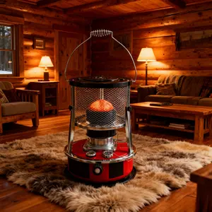 Winter Kerosene Heater 5.2-Liter Fuel Tank 18 Hours of Heating Red & Black Iron Stainless Steel Freestanding, No Assembly Required Manual Ignition Ideal for Garages, Camping, Picnics Heats 10-20 Square Meters Space Heater Christmas Gift Portable