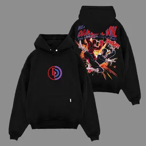 Daredevil vs Bullseye 2 Super Hero MCU Movie Hoodie Retro Movie TV shirt Comic Superheroes Hoodie Oversized Black Movie Sweater Streetwear Graphic Hoodie Movie Shirt S-5XL Y2K Bootleg Style Tee Pop Culture Tee