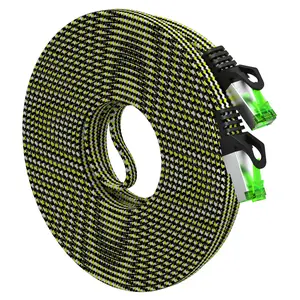 GEARit Cat 7 Ethernet Cable (25ft, 1-Pack) High Speed Nylon Braided Flat Internet Computer Patch Cord - Compatible Cat7/Cat6/Cat5e RJ45 LAN Router, Modem, Switch, Gaming - 25 feet