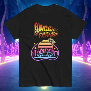 Back to the Casino Unisex Classic Tee - Purple Cotton T-Shirt with Bold Graphic Design & Double Seams for Slots Fans
