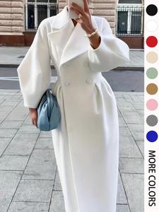 women's vintage palace style long coat, fall winter new fashion wide lapel lantern sleeve overcoat, elegant outerwear for ladies