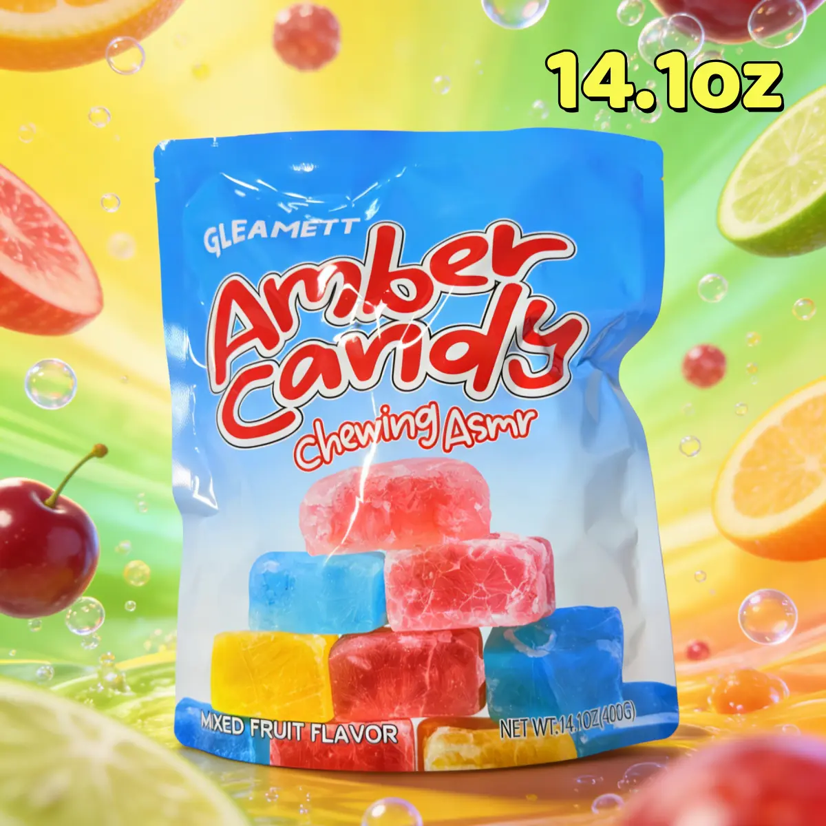 Edible Gem Crystal Candy | 14.1 oz Colorful Fruity Mix | Crunchy Outside & Soft Inside | Gem-Style Candies for Kids, Snacks & Parties Sweet