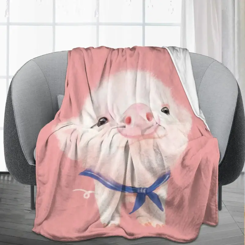 Pig Blanket Gifts for Women Pig Lovers,Pink Pig Blankets for Girls Boys,Cozy Warm Cute Animal Flannel Throw Blanket for Bed Sofa