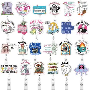 24 count Funny Badge Reels -  Retractable Name ID Badge Holder Clip for , Doctors, Teachers, Workers Team Gifts Accessories