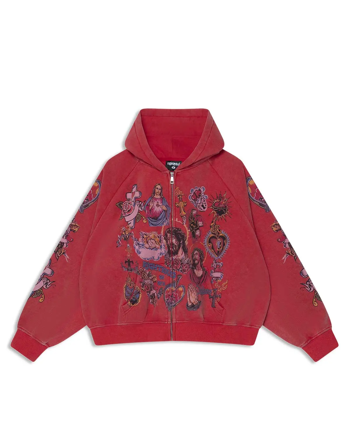 Righteous Risen King Zip Up Hoodie Red