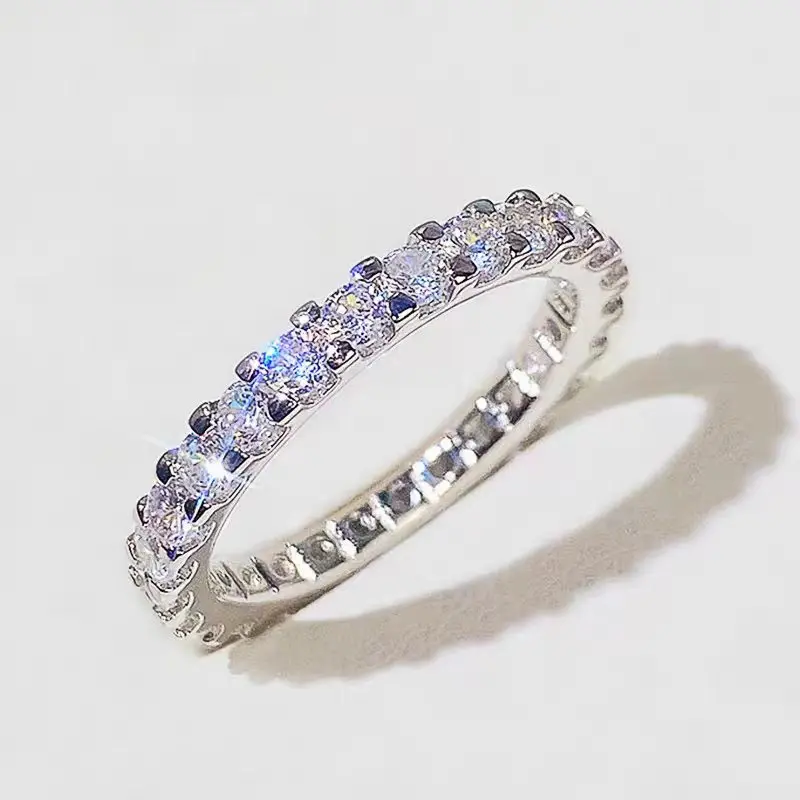 Women's Zircon Ring, Elegant Pavé Eternity Band with Sparkling Inlay for Weddings and Daily Wear, Artificial Zircon Ring, Cz Ring