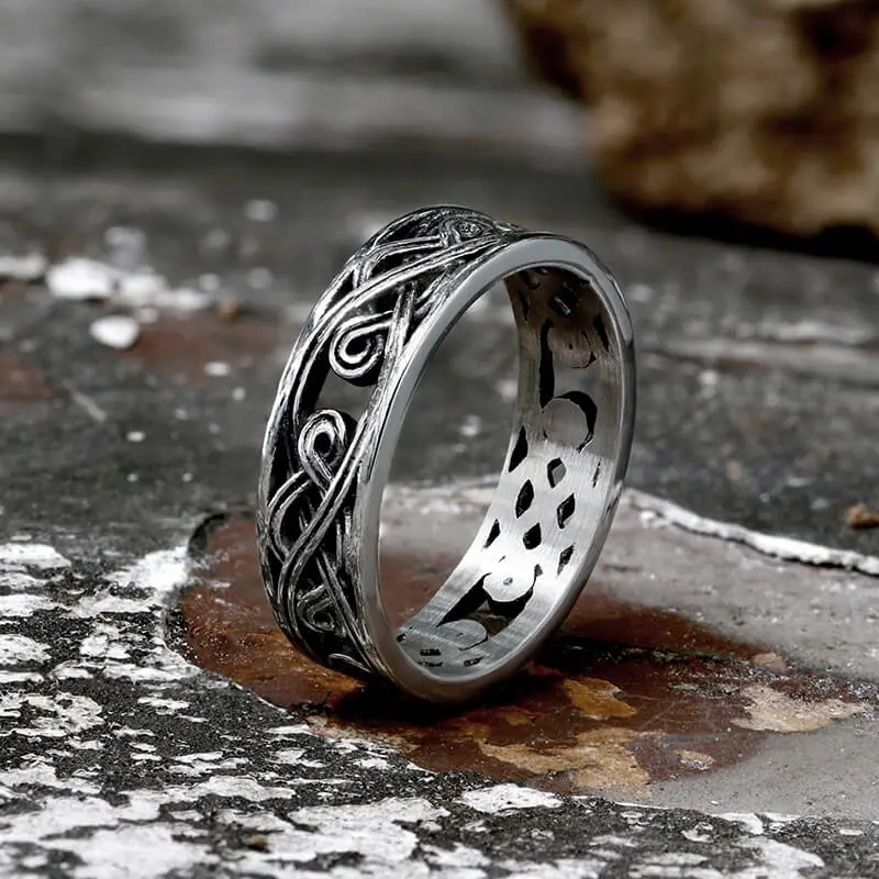 GTHIC Unisex 6mm Minimalism Hollow Stainless Steel Band Ring Fashion Accessories for Daily Wear