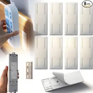 8 Pack Self Adhesive Power Strip Holders No Drill Socket Mount Bracket Cable Protector Clips for Desk Wall Mount Removable Power Strip Organizer Strong Adhesive Fixed Stand for Home Office and Workstation Use