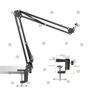 Mic stand, features a two section boom arm, a desk mounting clamp, boom arm stand provides 180° up and down rotation adjustment. suitable for gaming, streaming, podcasting or more scenes, and also friendly to recording beginner.