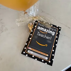 5 Blackboard Style Teacher Appreciation Cards, Gift Card Holder Design, Practical Thank You Cards for Students/parents, and Polka Dot