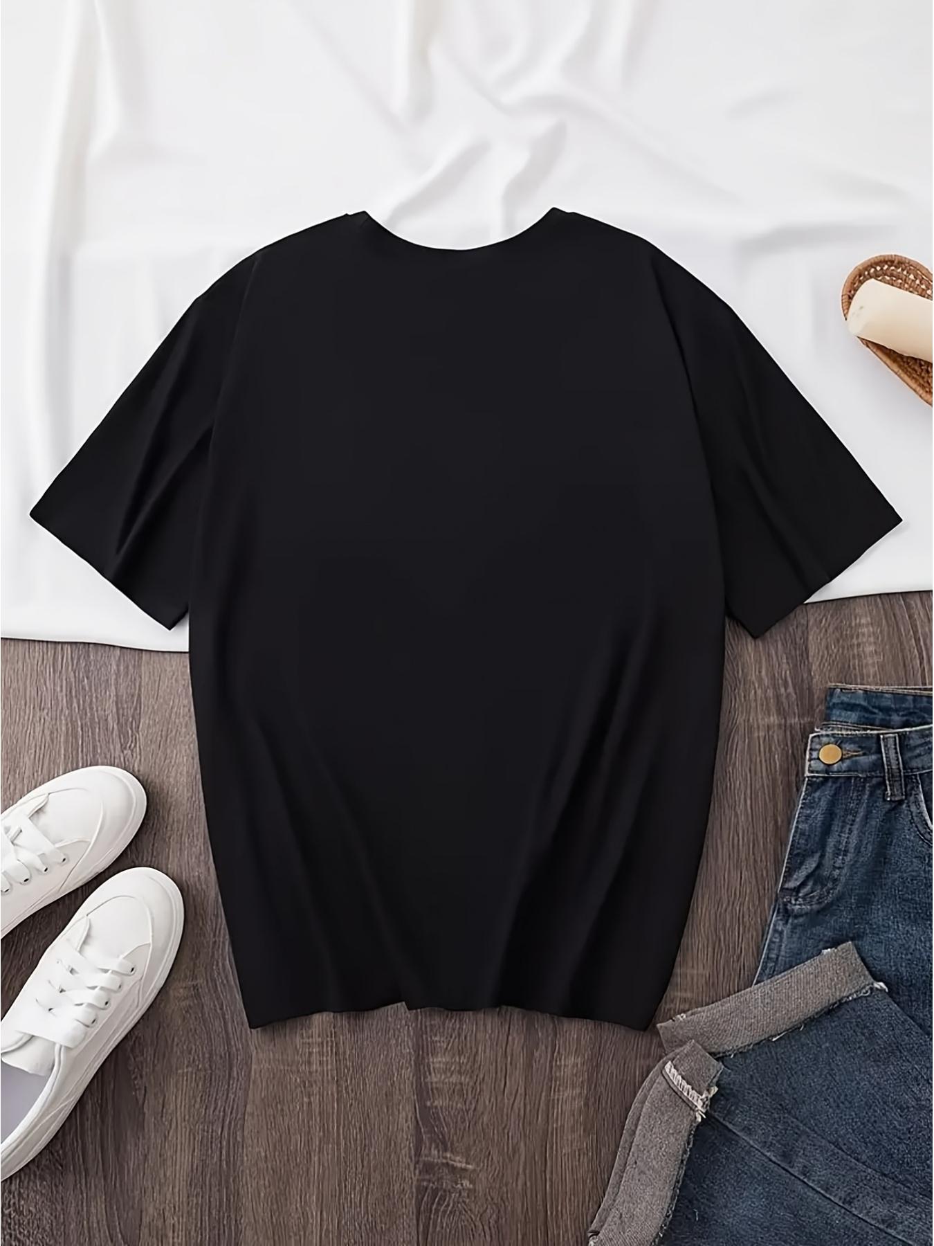 Women's Plus Size Breast Cancer Awareness T-Shirt - Pink Ribbon & Floral Boxing Gloves Design, Soft Breathable Summer Top with Supportive Cause Apparel, Fit Casual Short Sleeve Crew Neck Shirt