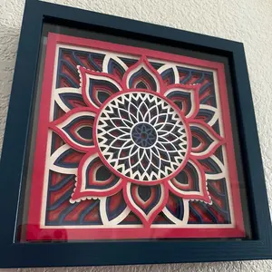 9”x9” Framed Multilayered Mandala Art in Shadow Box - Unique Designs and Colors, Great for Home or Office Decor, Perfect for Gifts - Hanging