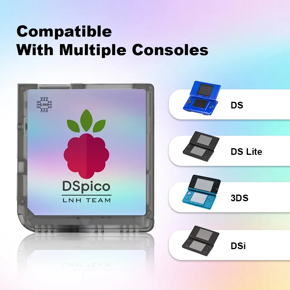 DSPico Flash Cart Adapter Card Compatible w/NDS DS DSi 2DS 3DS (R4 Upgrade) – Built on LNH Team Open-Source Platform, RP2040 Powered, Picolauncher (No Micro SD)