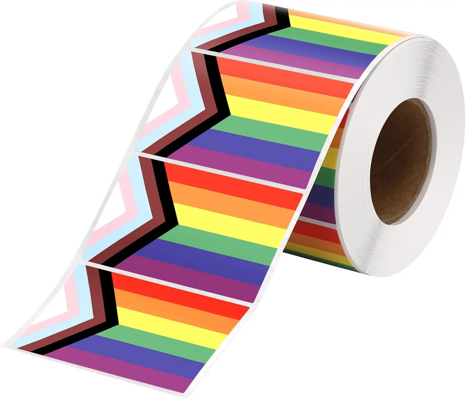 500 count Pride Stickers Roll, 2 x 1.2 Inch Progress Pride Rainbow Flag Stickers Decal, LGBTQ Stickers, Self Adhesive Rectangle Sticker for LGBTQ Pride Month Parades Event