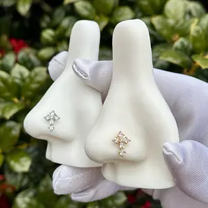 Stainless Steel Cross Nose Ring 20G 7mm Long Shaped