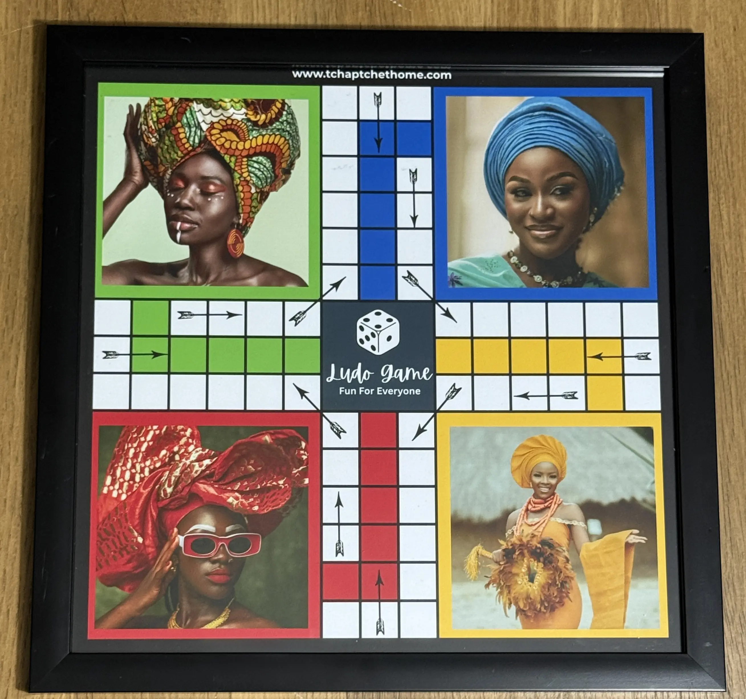 Tchaptchet Home Standard 12x12 Ludo Game Board with 16 Pieces & 1 Dice Customizable for Family Game Nights High-Quality Materials Vibrant Colors Premium Experience