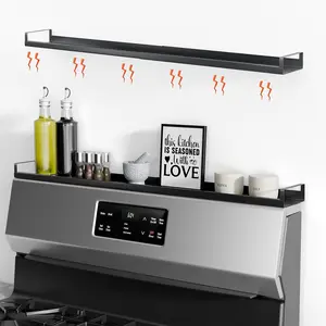 4X   Shelf for Stove Top, 30" Adjustable Oven Shelf  Rack Over the Stove, Seasoning Organizer Kitchen Shelves, Matte Black