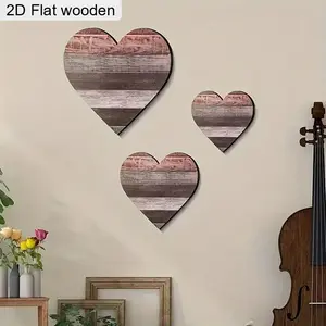 Wooden Heart Shaped Hanging Ornament, 3 Counts/set Wall Decor, Wall Hanging Decor for Home Living Room Bedroom, Home Decor, Wall Hanging Design, Hangable