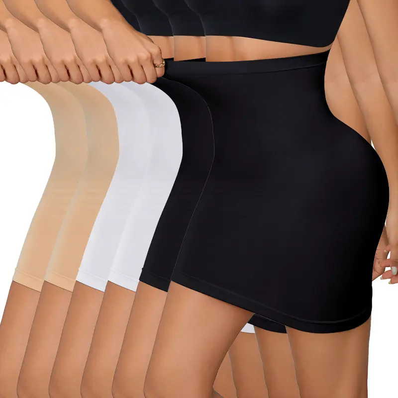 Women's Solid High Waist Shapewear Petticoat High Stretch Tummy Control Skirt for Daily Wear Casual Comfy Skirt Womenswear Bottom Basic Minimalist