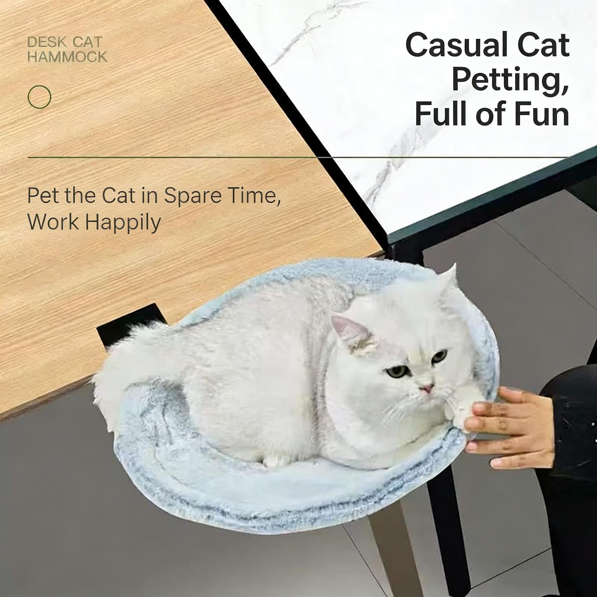 Cat hammock, durable desktop bed for workspaces, gamers, and office staff. High-quality, sturdy, and comfortable, easy to set up, supports up to 45 lbs. Perfect for cat companionship—a must-have for cat lovers.