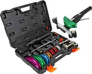Pipe Tube Bender Set, for 1/4 to 7/8 O.D, 90 Ratcheting Tubing Bender Kit with Reverse Bending Adapters and 7 Multi-Color Aluminum Heads, for HVAC Air Condition Hydraulic Work