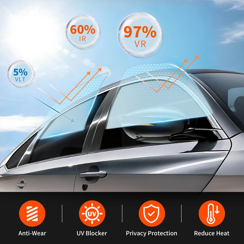 1 Roll 19.69 in × 118.11 in Uncut Black Car Window Tint Film, 35% VLT, Adhesive-Free UV & Heat Insulation Film, Suitable for Front & Rear Windshield, Windows, and Sunroofs – Perfect for SUVs, Sedans, and Glass Doors, Easy to Install & Reusable