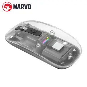 MARVO M810W Transparent Office Mouse – Wireless Mouse with RGB Lighting, High-Precision Sensor, Adjustable DPI for PC & Laptop