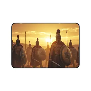 Warrior Sunset Desk Mat - Epic Battle Office Decor, Gaming Mouse Pad, Gift for Gamers, Home Office Accessories, Classical Theme