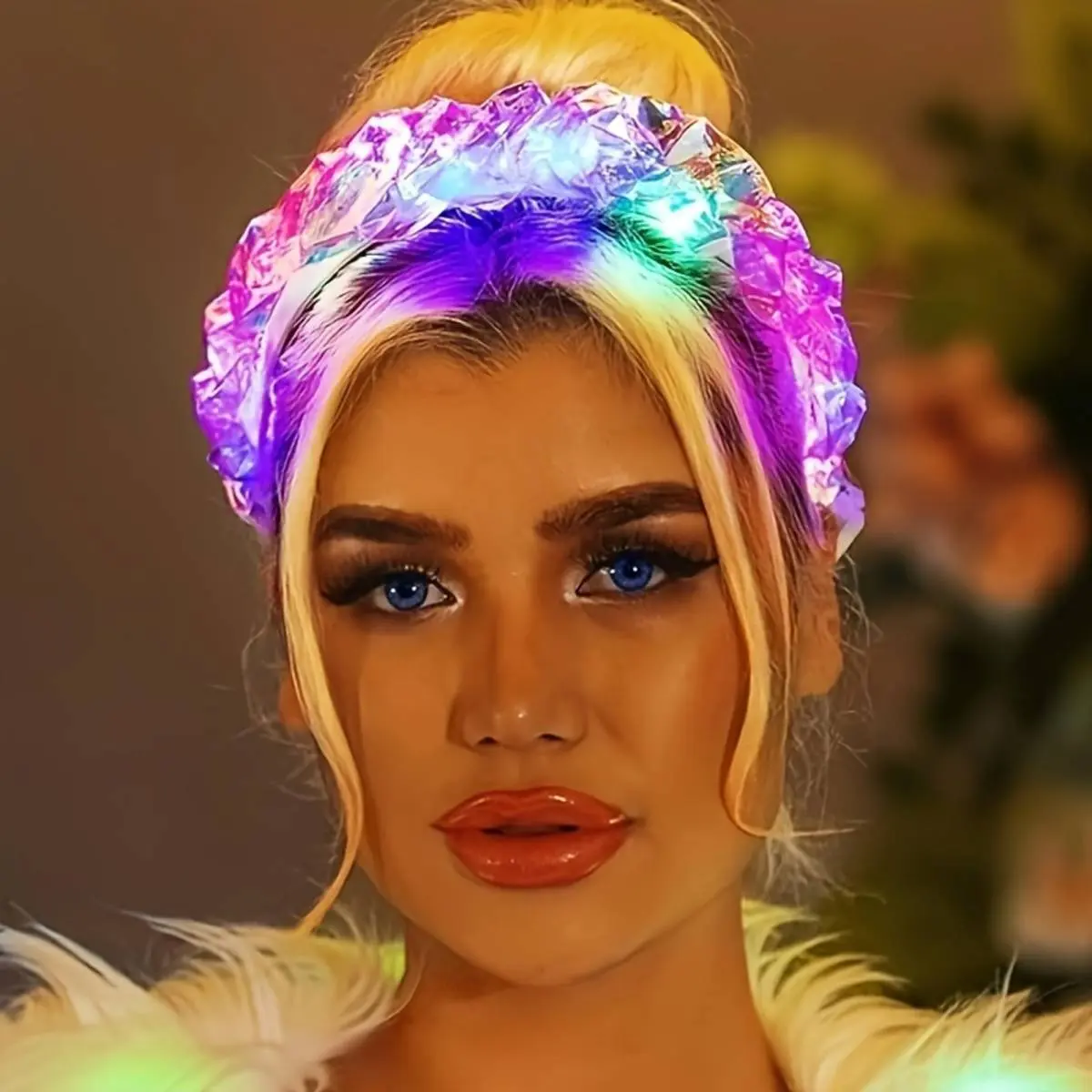 1PC Light up Headband with Color Change Led Headband Led Face Jewelry Glow Headband Light up Hair Accessories Christmas Party Decorations Vibrant