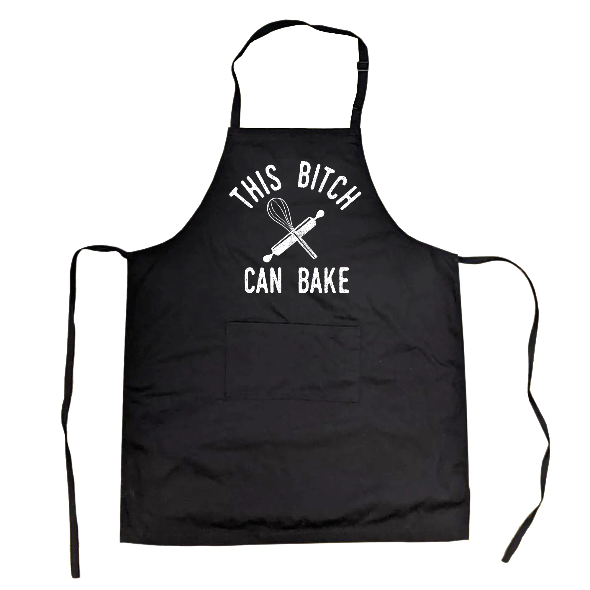 This Bitch Can Bake Cookout Apron Funny Sweets Desserts Kitchen Smock Funny Aprons Adjustable Household Items Graphic Print Christmas Grill Apparel Funny Food Cover Grilling Apparel for Men Black