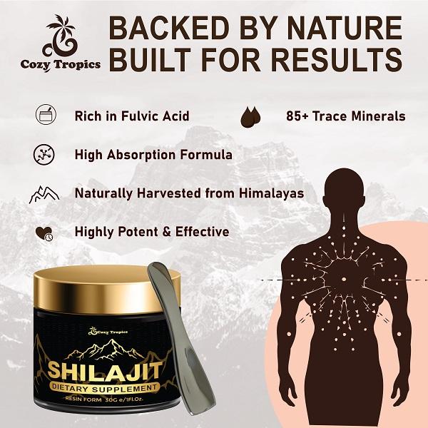 Cozy Tropics Pure Himalayan Shilajit Resin 30G - 85 Trace Minerals Natural Mineral Resin for Daily Balance & Vitality