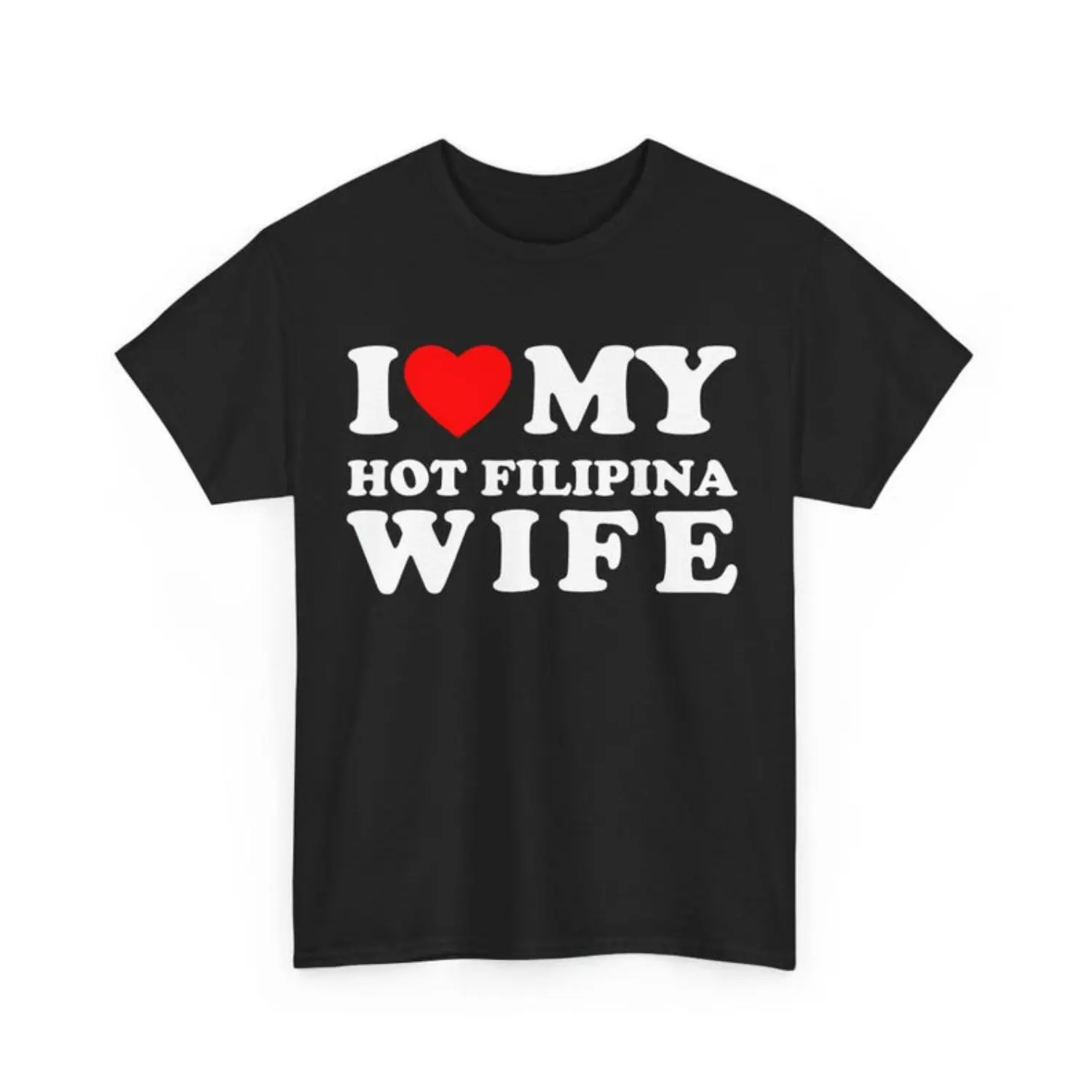 Casual Cotton Knit Round Neck Short-Sleeve T-Shirt - Soft Fabric, Comfortable Fit, Bold Graphic, Filipina Wife Design, Sporty Chic Sports Top for Filipino Couples, All Seasons, Tshirt