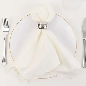 5 Pack Lamour Satin Napkins 20"x20" Ivory - Soft Matte Textured Dinner Napkins