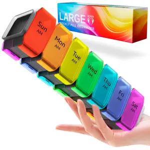 Extra Large Pill Organizer 2 Times a Day – XL Pill Box 7 Day with Big AM/PM Compartments – Fits Large Vitamins, Supplements & Gummies, for 7 or 14-Day Use, Color-Coded, Senior-Friendly, No Spills, Medicine Organizer