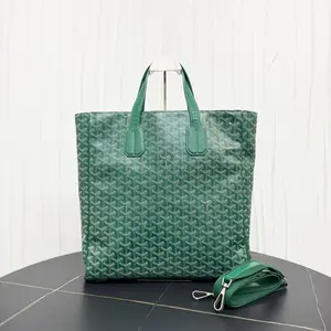 Pre-owned Goyard Canvas Tote Bags Goyardine Voltaire III Tote Green JV00179 NO1