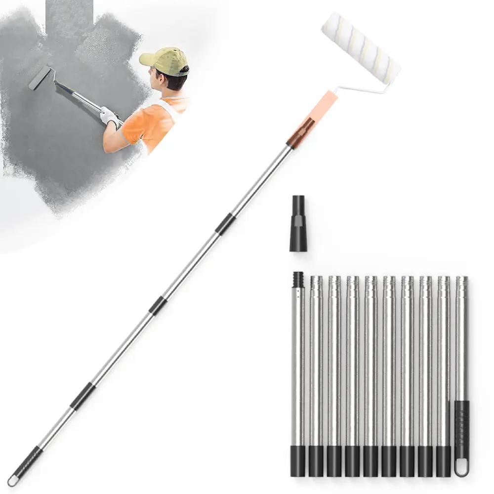 Paint Rod Extension Pole 2.2-10 ft Long Paint Roller Telescopic Extendable Poles Multi-Purpose Telescoping Pole Lightweight Sturdy Painters Pole Painter Tool
