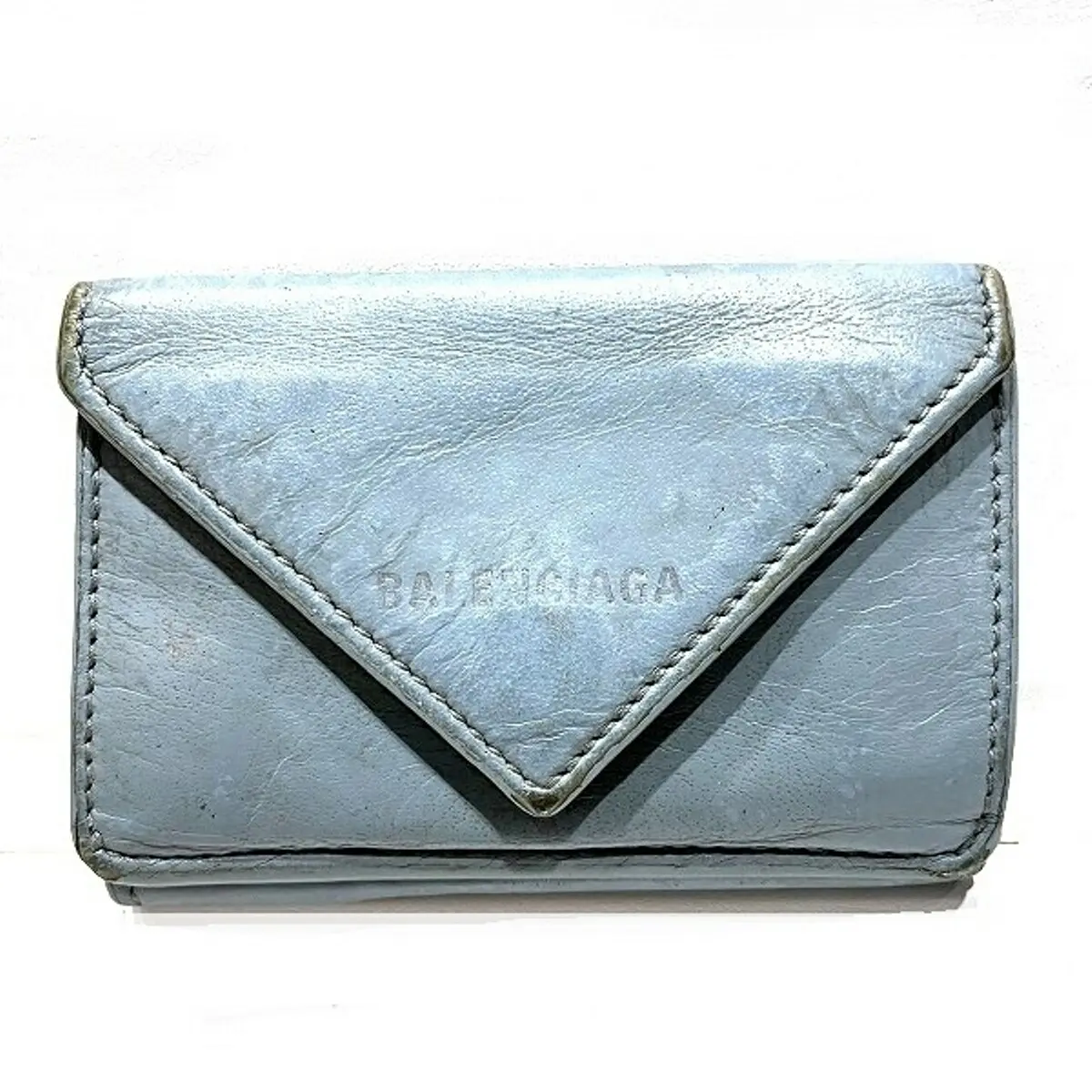 Pre-owned Balenciaga Calfskin Small Leather Goods Papier Mini tri fold wallet