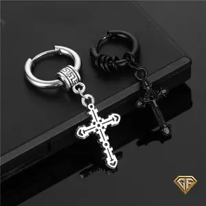 Cross Earring, Dangle Drop Cross Earrings black friday deal, Earring Rhodium Plated, Mens Earring, Christmas Present