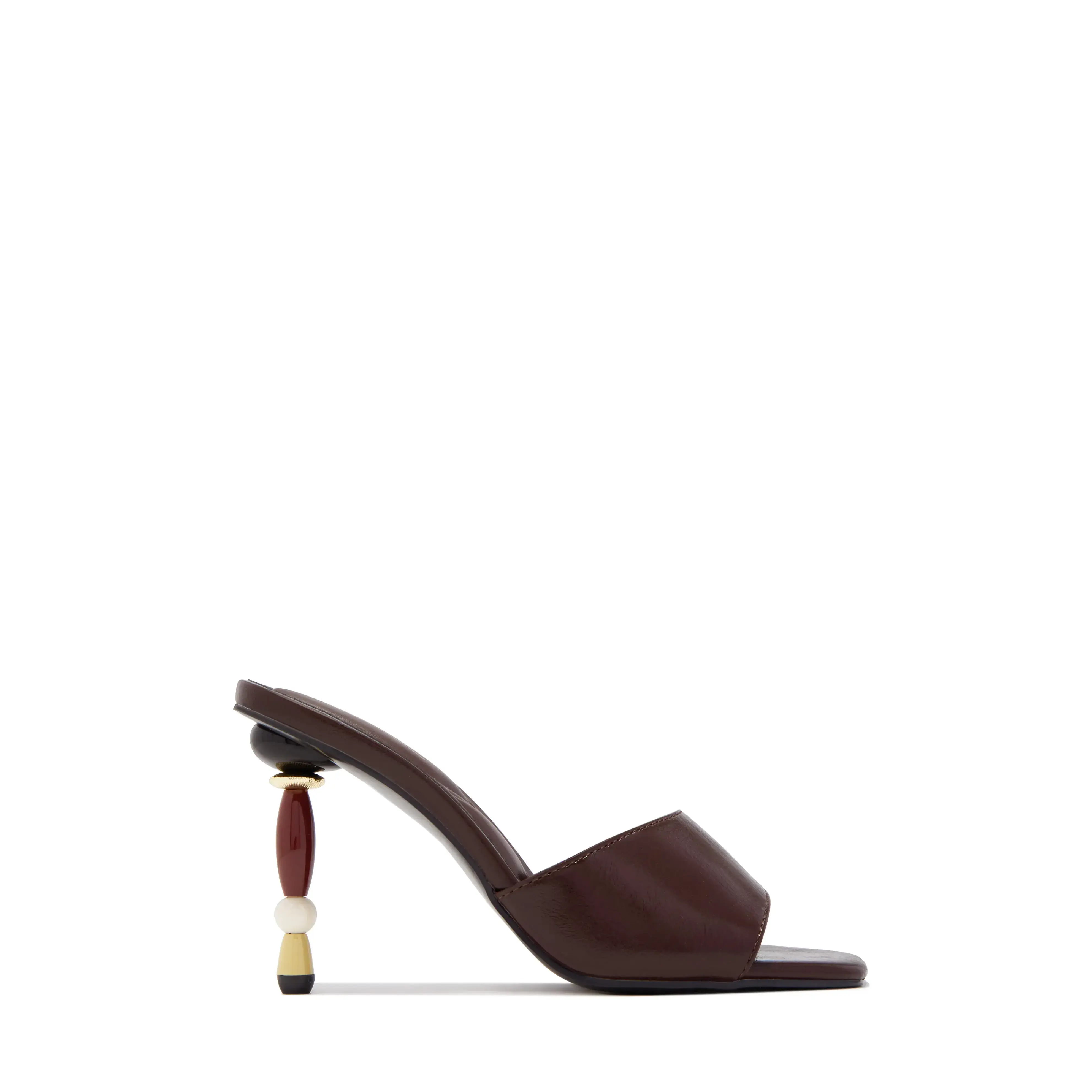 Zamira Beaded Heel Mules - Brown