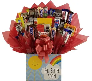 Chocolate candy bouquet gift basket box (Feel Better soon)