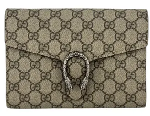 Pre-owned GUCCI Coated Canvas Wallet on Chain Dionysus GG Supreme Chain Wallet