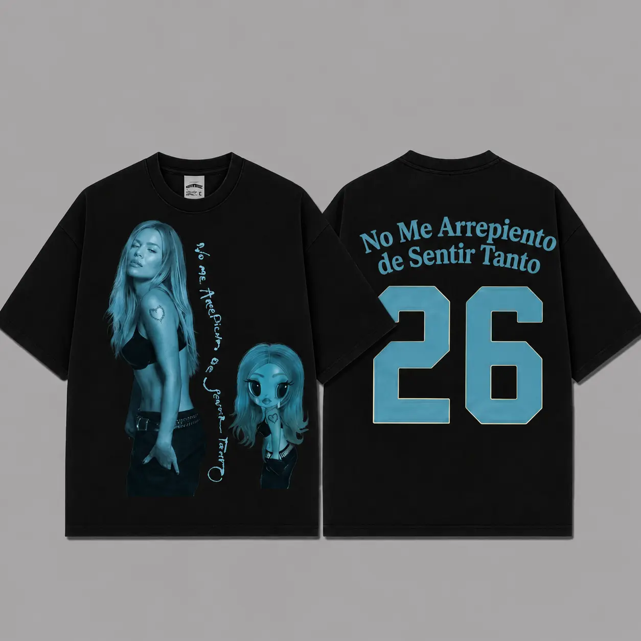 Ver 17 Karol No Me Arrepiento De Sentir Tanto Unisex Oversized Premium Cotton T-Shirt, La Bichota Vintage Music Merch T-Shirt, Music Latin Style, New Album Gift For Fans