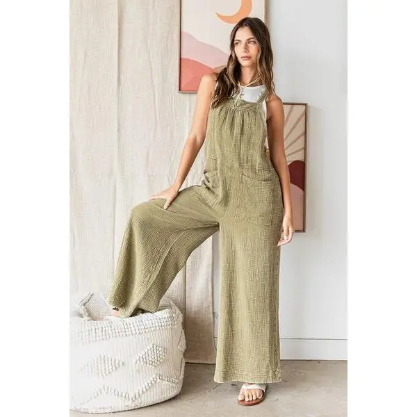 Mittoshop Textured Wide Leg Overalls