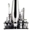 13-Piece Vintage Stainless Steel Cocktail Bar Set - Professional Portable Mixologist Kit with 1x Boston Shaker, Muddler, Jigger, 4x Speed Spouts, Ice Tongs, Bar Spoon, Bottle Opener & Utensils, Ideal Holiday Gift for Enthusiasts