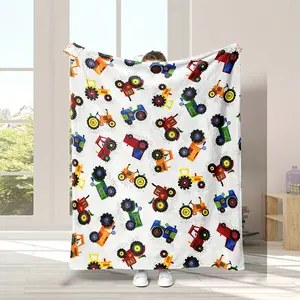Ultra-Soft Flannel Tractor Blanket - Cozy & Warm for All Seasons, Perfect for Sofa, Bed, Travel, Camping |   Ideal Gift for Tractor Enthusiasts, Digital Printed, Interior Decoration, Plush Cover, Contemporary Style