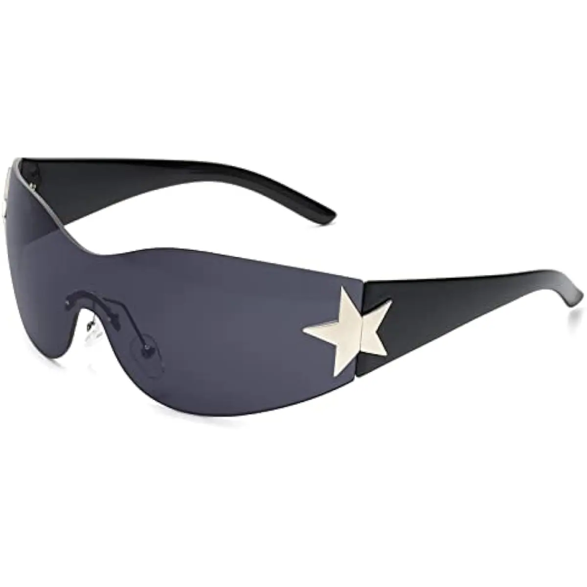 Oversized Y2K Wrap Around Sunglasses Trendy Frameless Shield Fashion Glasses Amazon.com: Azoxus Trendy Wrap Around Y2k Sunglasses 2000s  main image 2