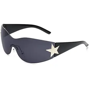 Y2K Sunglasses for Women Men Wrap Around Fashion Sunglasses Oversized Frameless Trendy Sun Glasses